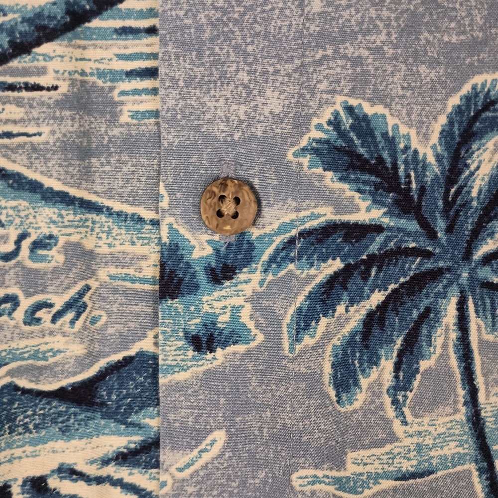 Vintage Island Shores Mens Large Blue‎ AOP Hawaiian Shirt Y2K - Picture 3 of 10